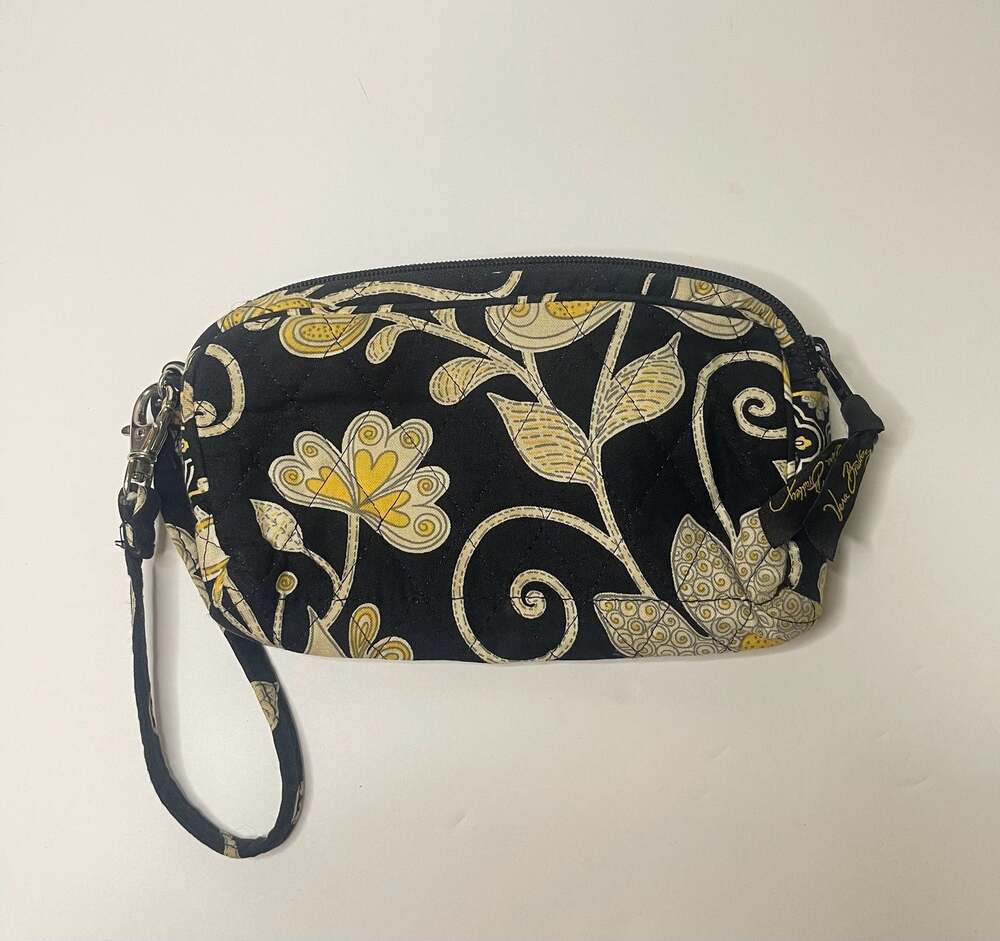 Vera Bradley Quilted Yellow Bird Wristlet Pouch